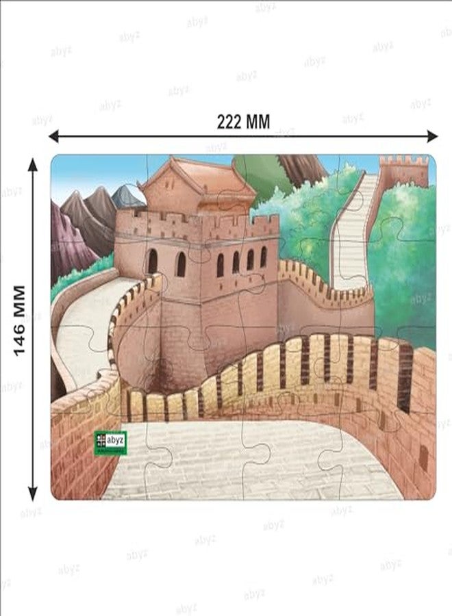 ABYZ Wooden Jigsaw Puzzle - The Great Wall of China Playset for Fun Educational & Little Explorers, 16-Pieces & Pack of 3 Multicolor | Birthday Gift for (3 Plus Years) Age Kids. - Image 3